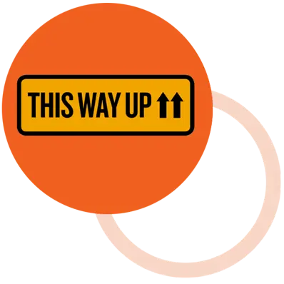 circle with this way up logo