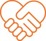 Icon of hands shaking in heart
