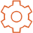 Orange icon of a gear