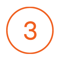 Orange icon of the number three