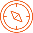 Orange icon of a compus