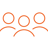 orange icon of three people
