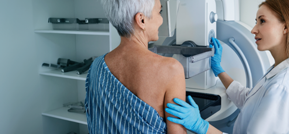 Woman having breast check