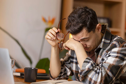 Man with digital eye strain