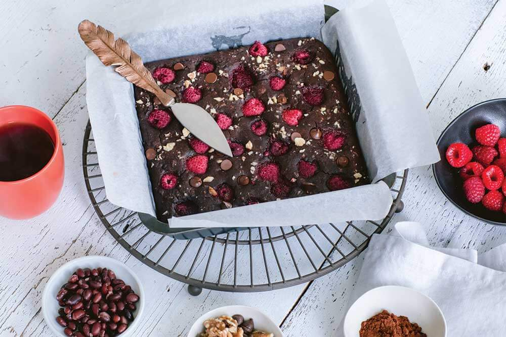 Brownies with berries sprinkled on top