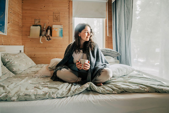 Woman in winter smiling