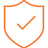 tick in shield orange icon