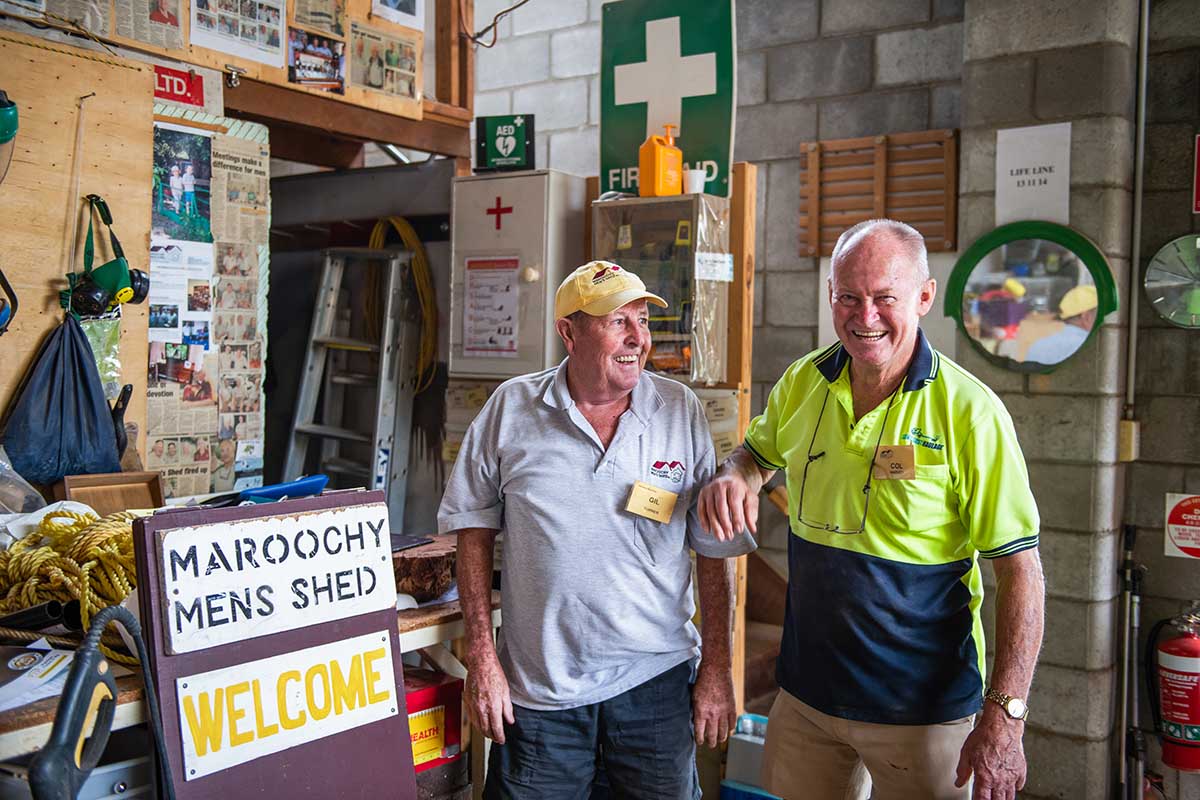 Two men inside Maroochy Men’s Shed