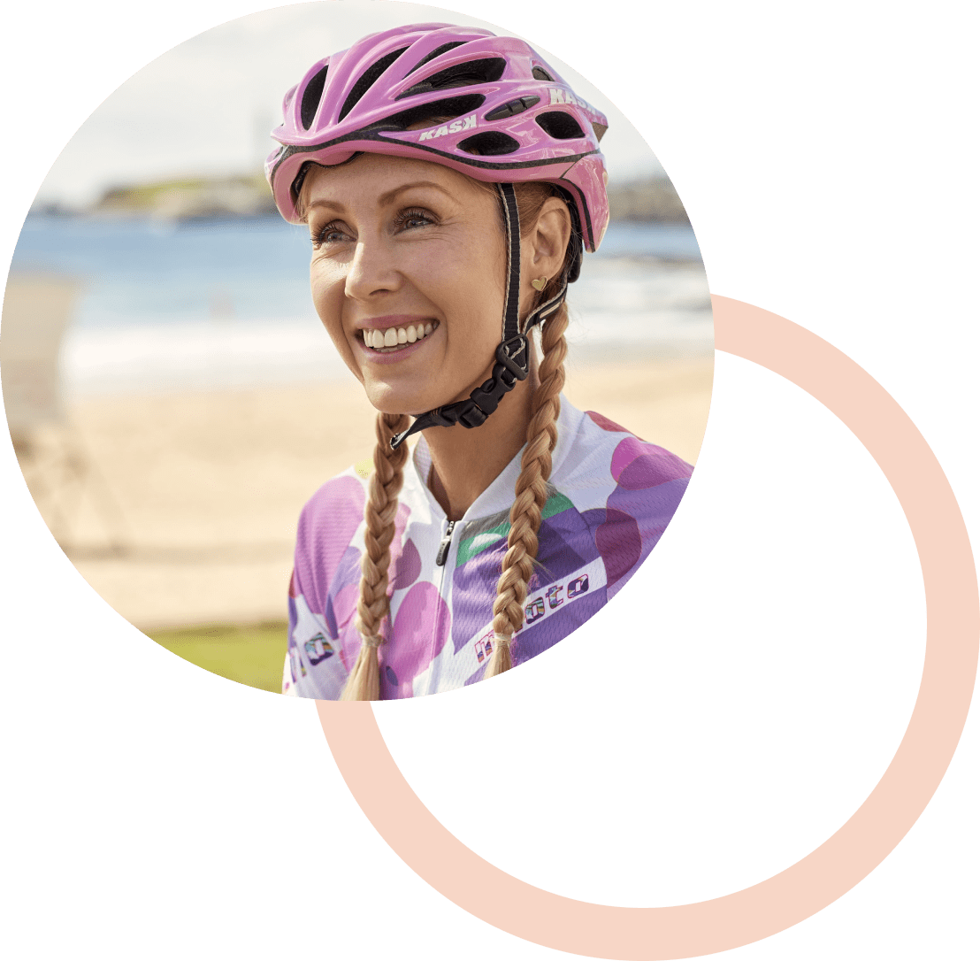 Close up of female cyclist smiling
