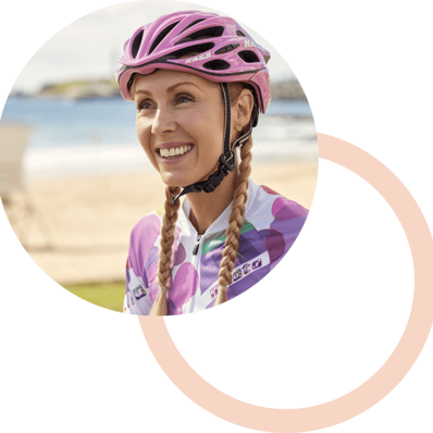 Close up of female cyclist smiling