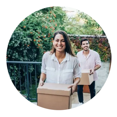 happy young couple moving in 