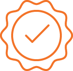 orange icon of a tick