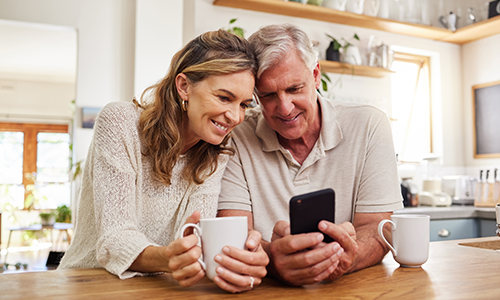 Couple looking at phone