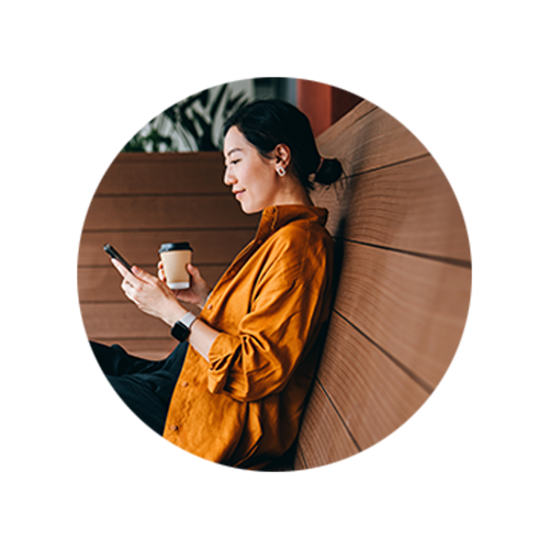 woman looking at mobile phone